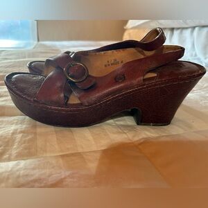 Born Leather Wedge Sandals